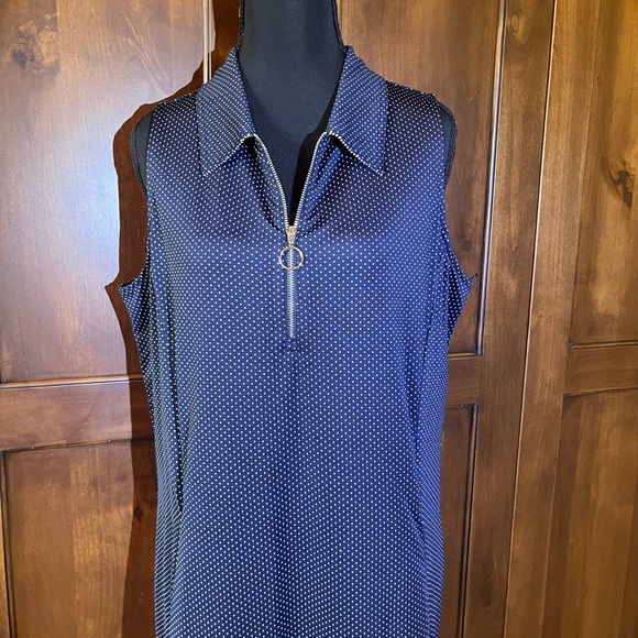 Jofit NWT Navy Polka-dot Utility Dress with Coordinating Pull-on Shorts, Size XL - Picture 3 of 10